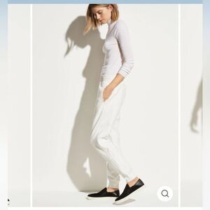 Vince White Mixed Media Terry Cloth Nylon minimalist Elastic Waist L 12 NWT